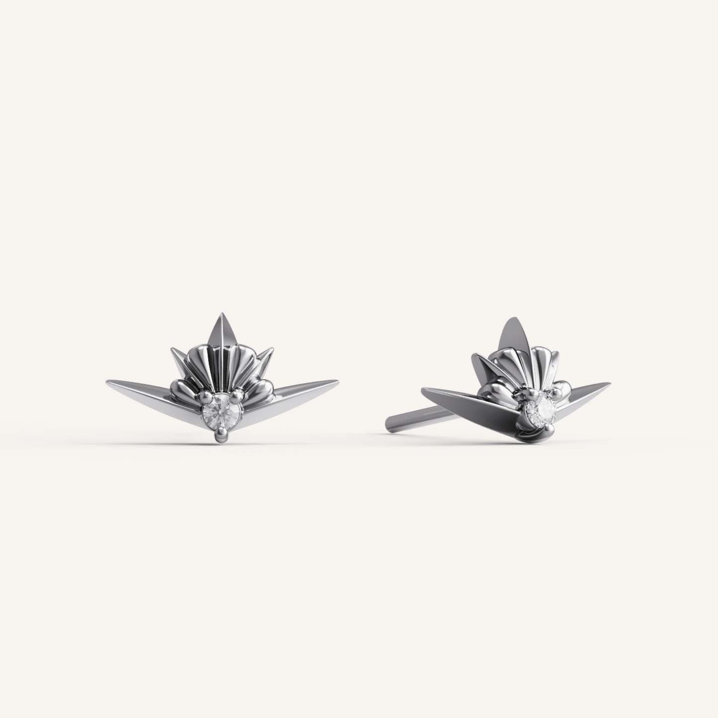 Zodiac Studs - 14K White Gold - Natural Diamond