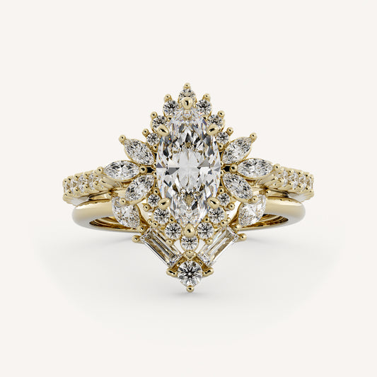 Birdy & Wyatt Wedding Set - 14K Yellow Gold - Marquise - Lab Diamond