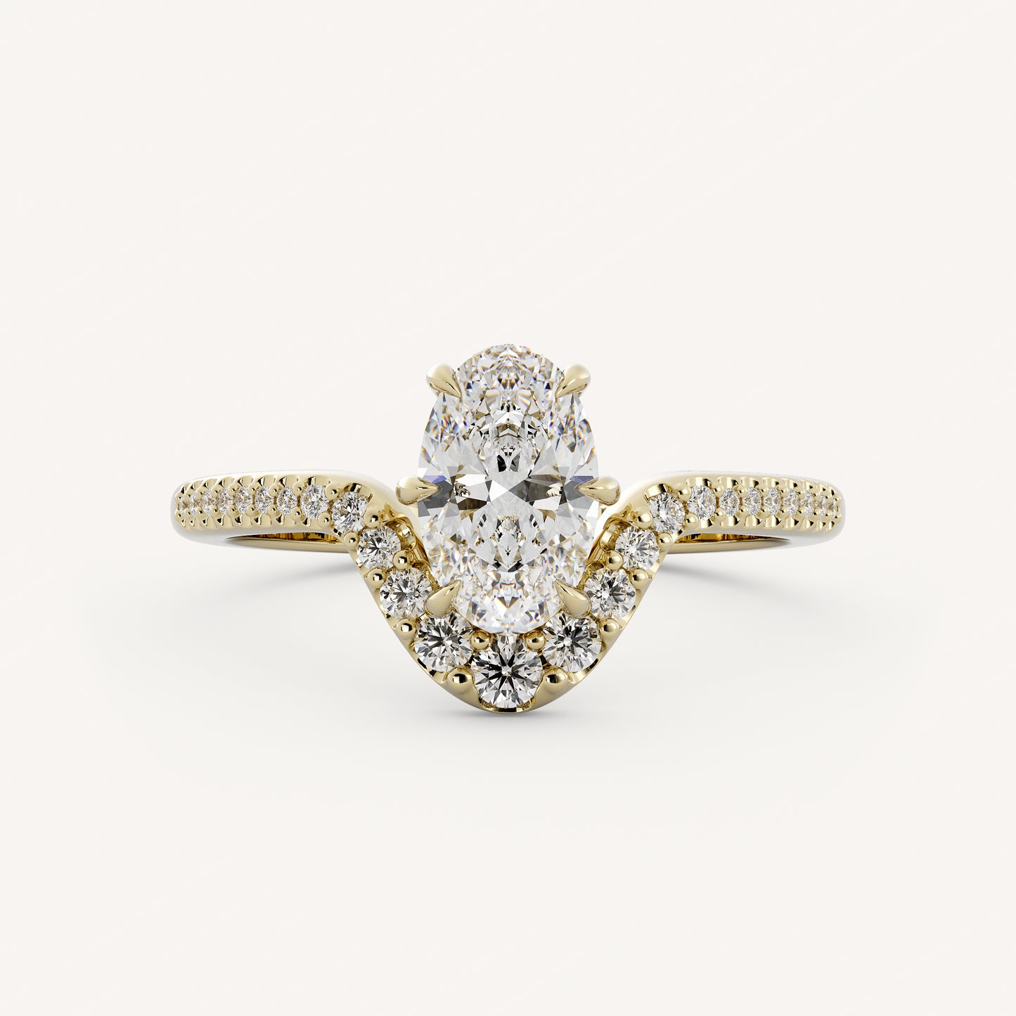 Amorette - 14K Yellow Gold - Oval - Lab Diamond