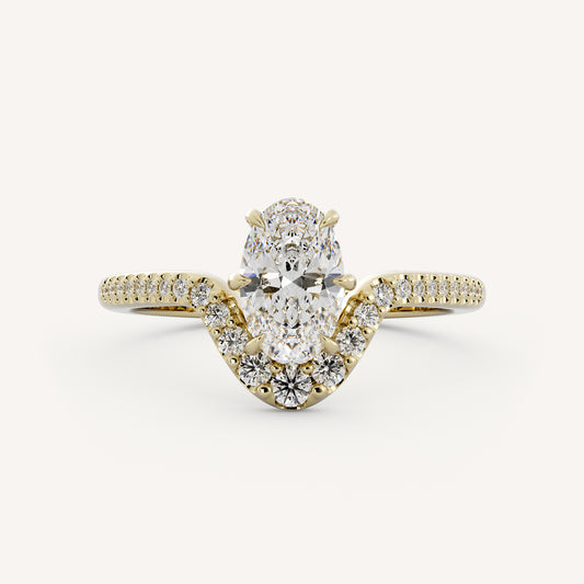 Amorette - 14K Yellow Gold - Oval - Natural Diamond