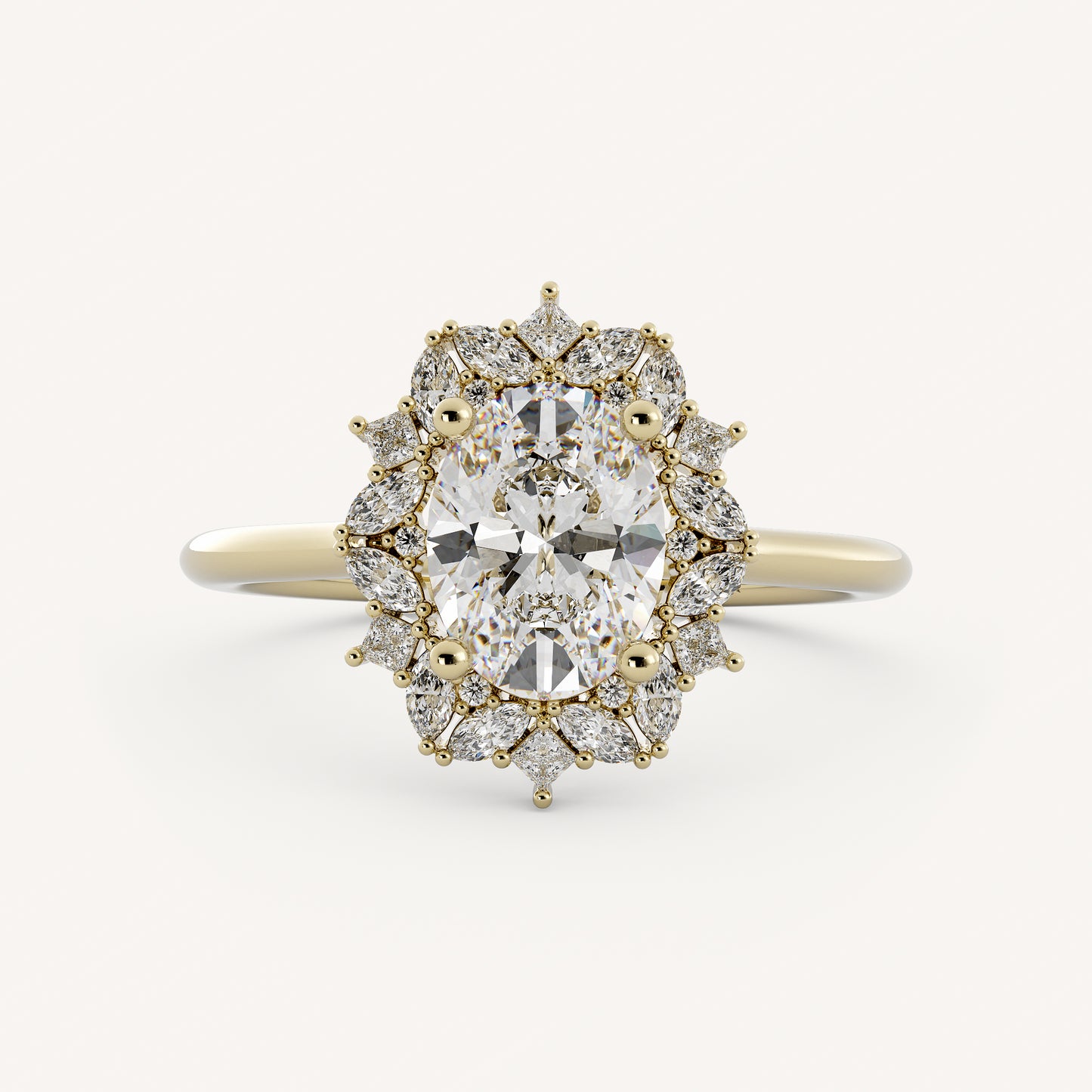 Winnifred - 14K Yellow Gold - Oval - Natural Diamond