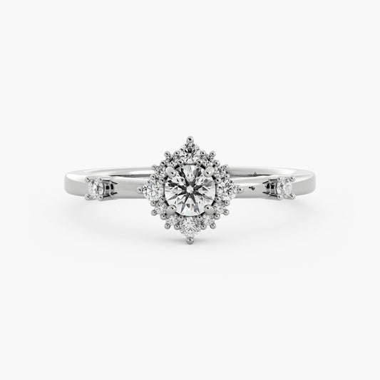 Winnie - 14K White Gold - Round - Natural Diamond