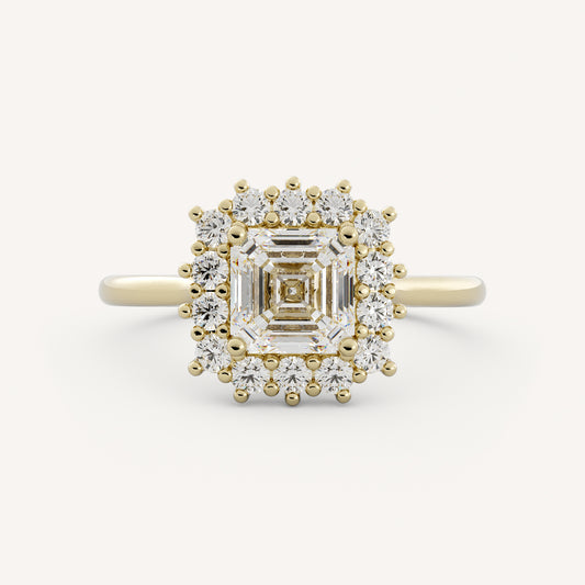 Auburn - 14K Yellow Gold - Asscher - Lab Diamond