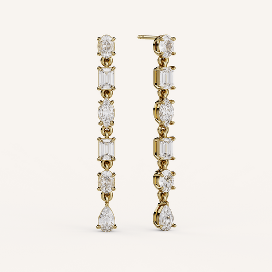 Zuri Drop Earrings - 14K Yellow Gold - Lab Diamond - 2.00 CTW