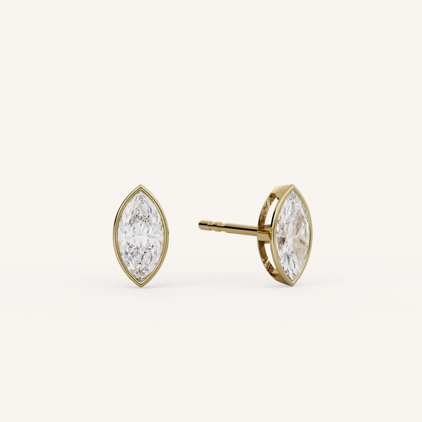 Marquise Bezel Studs - 14K Yellow Gold - 0.50 CTW - Lab Diamond