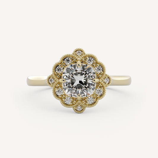 Bloom - 14K Yellow Gold - Cushion - Natural Diamond