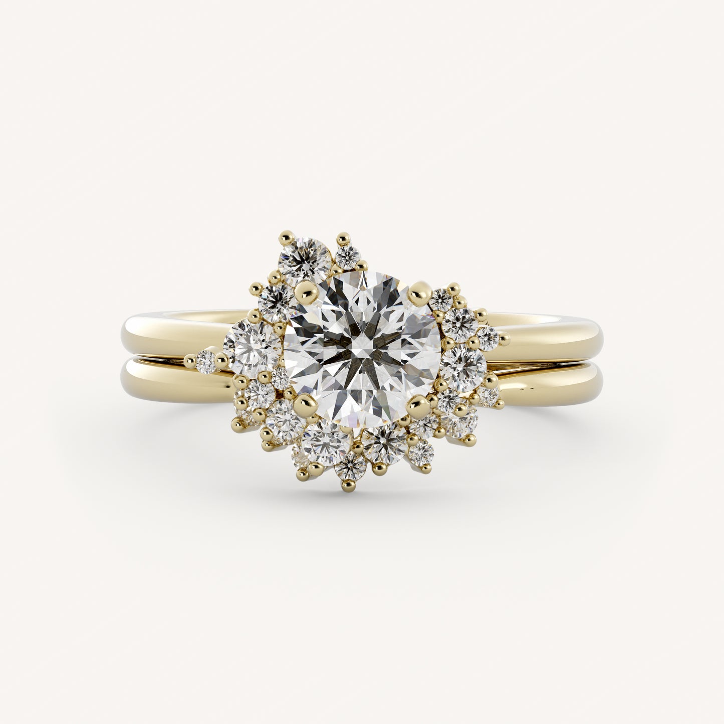 Aries Wedding Set - 14K Yellow Gold - Lab Diamond - Round