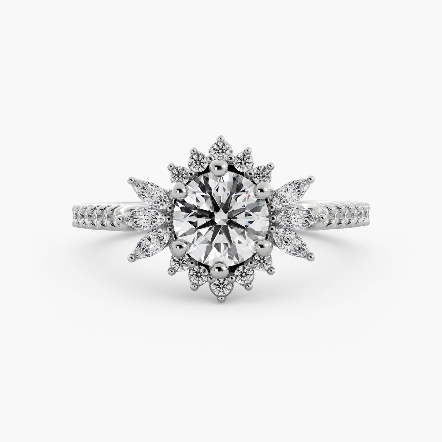 Bella - 14K White Gold - Round - Natural Diamond