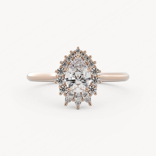 Windsor - 14K Rose Gold - Pear - Natural Diamond