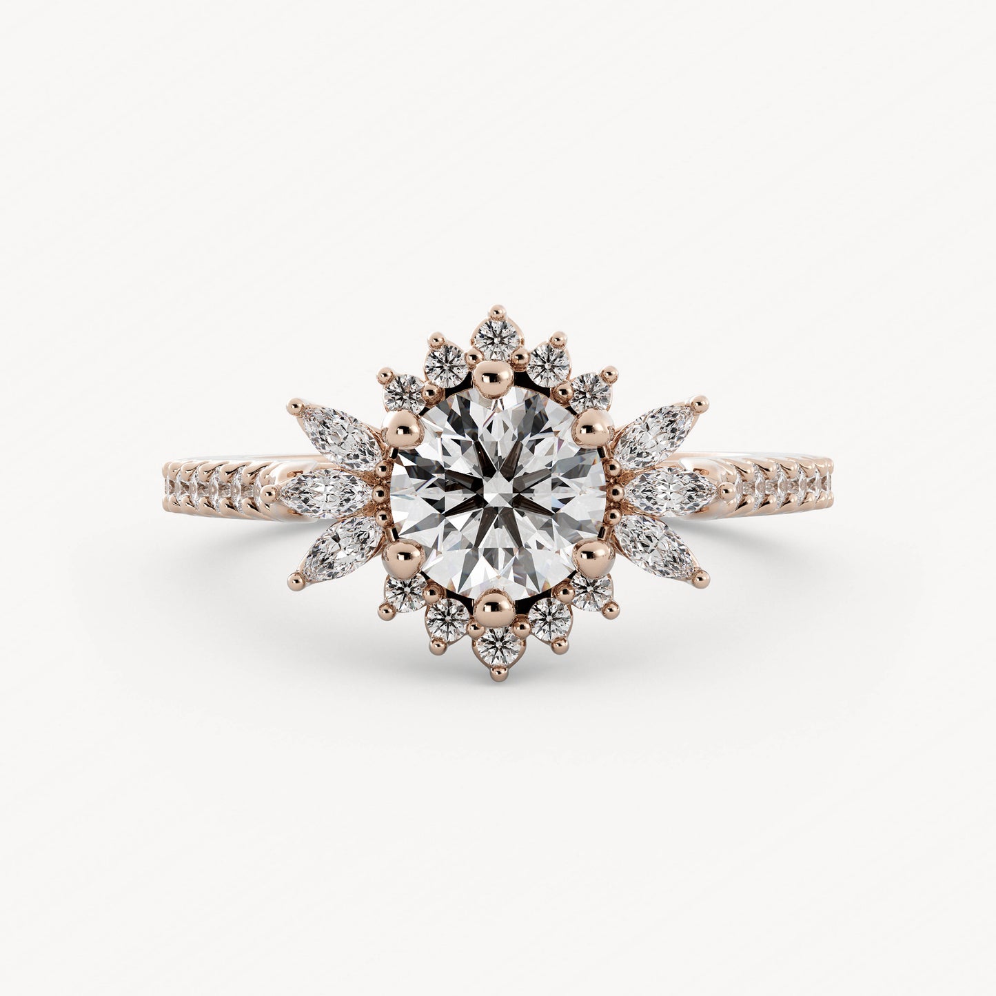 Bella - 14K Rose Gold - Round - Natural Diamond