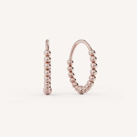 Beaded Huggies - 14K Rose Gold