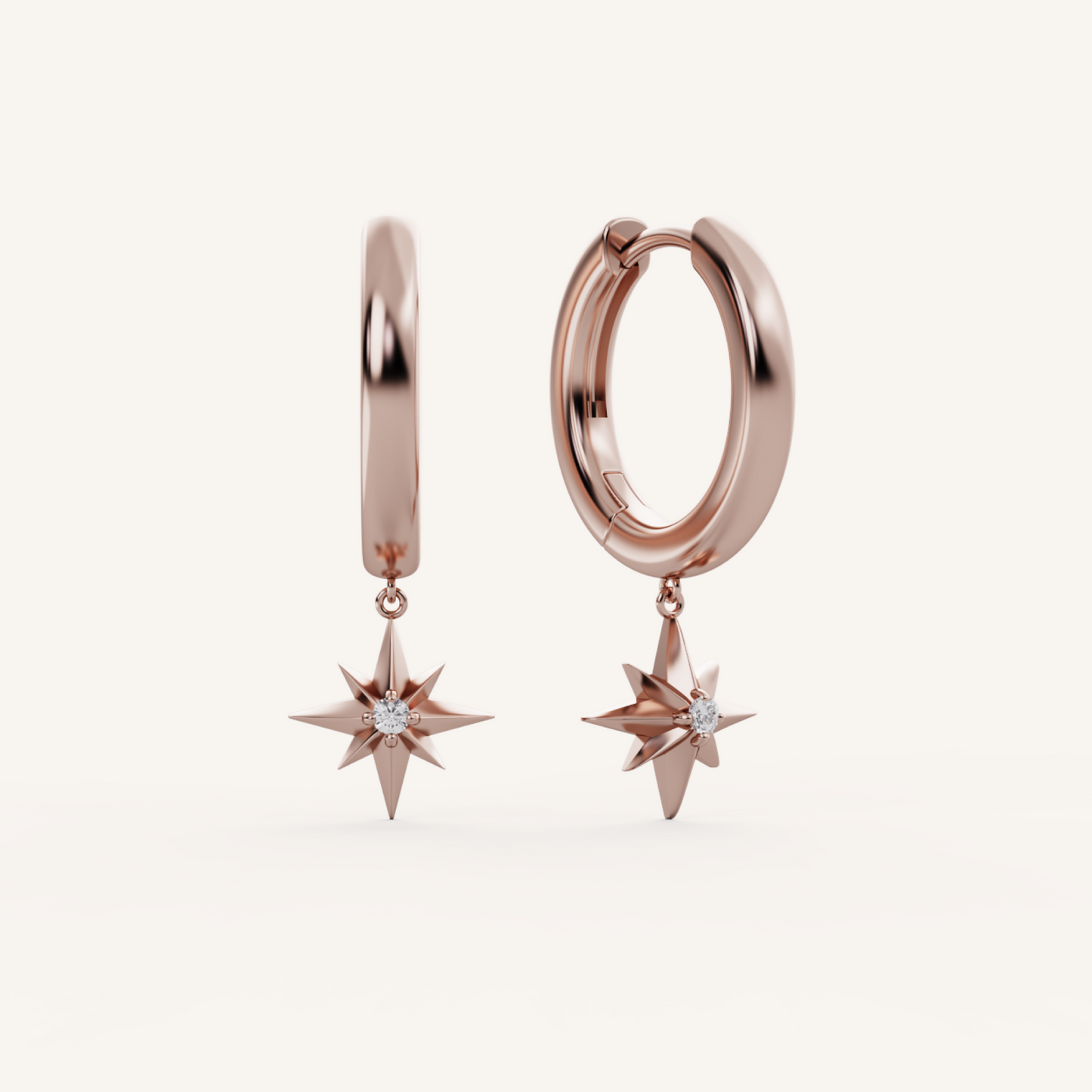 Zodiac Drop Hoops - 14K Rose Gold - Lab Diamond