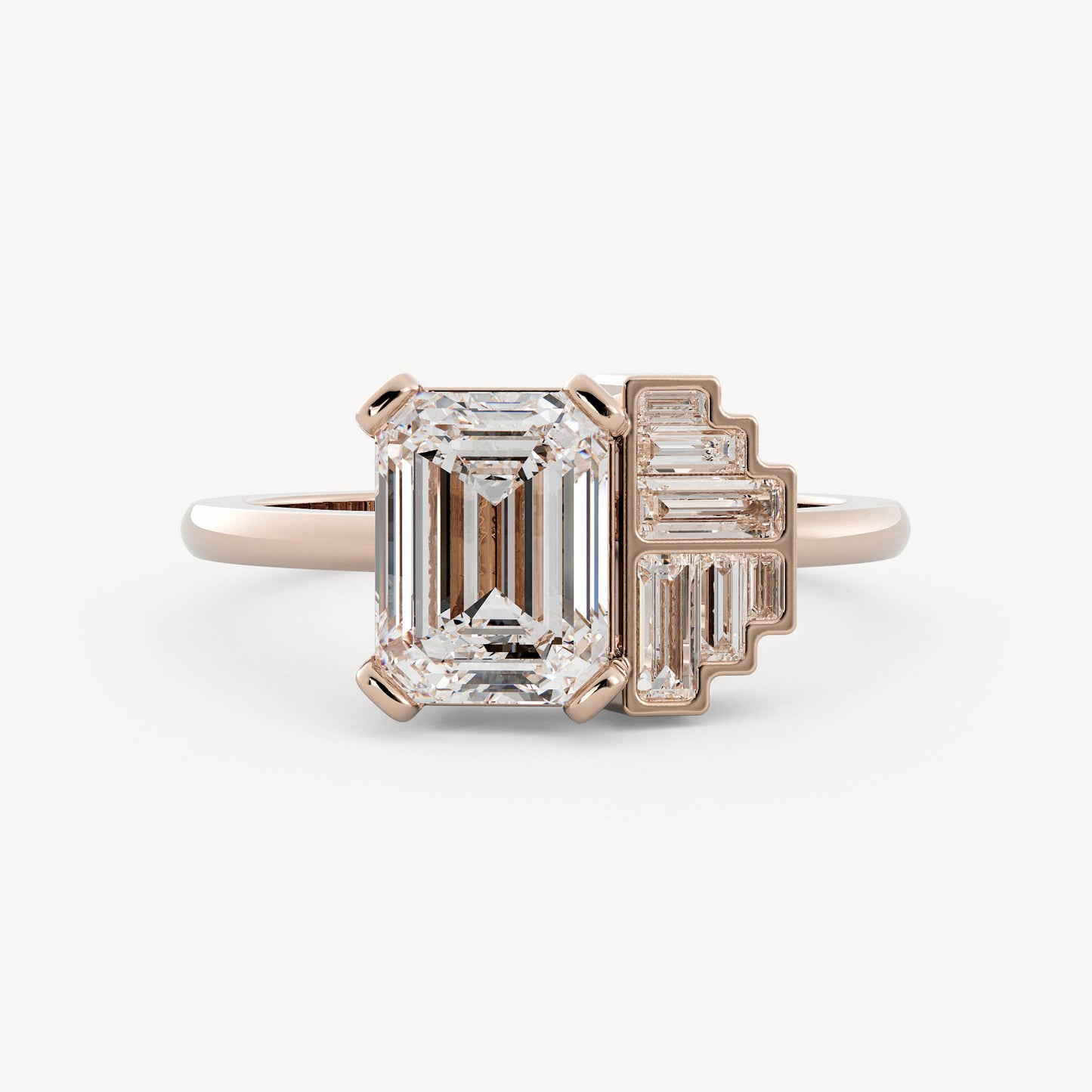 Ames - 14K Rose Gold - Emerald - Natural Diamond