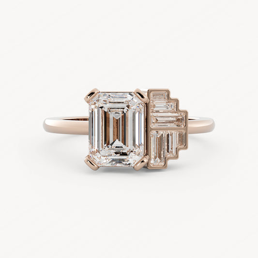 Ames - 14K Rose Gold - Emerald - Lab Diamond