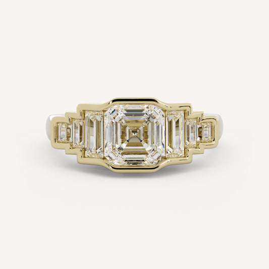 Benedict - 14K Yellow Gold - Asscher - Natural Diamond