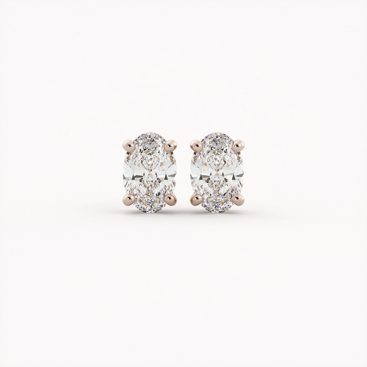Oval Studs - 14K Rose Gold - Natural Diamond - 1.00 CTW