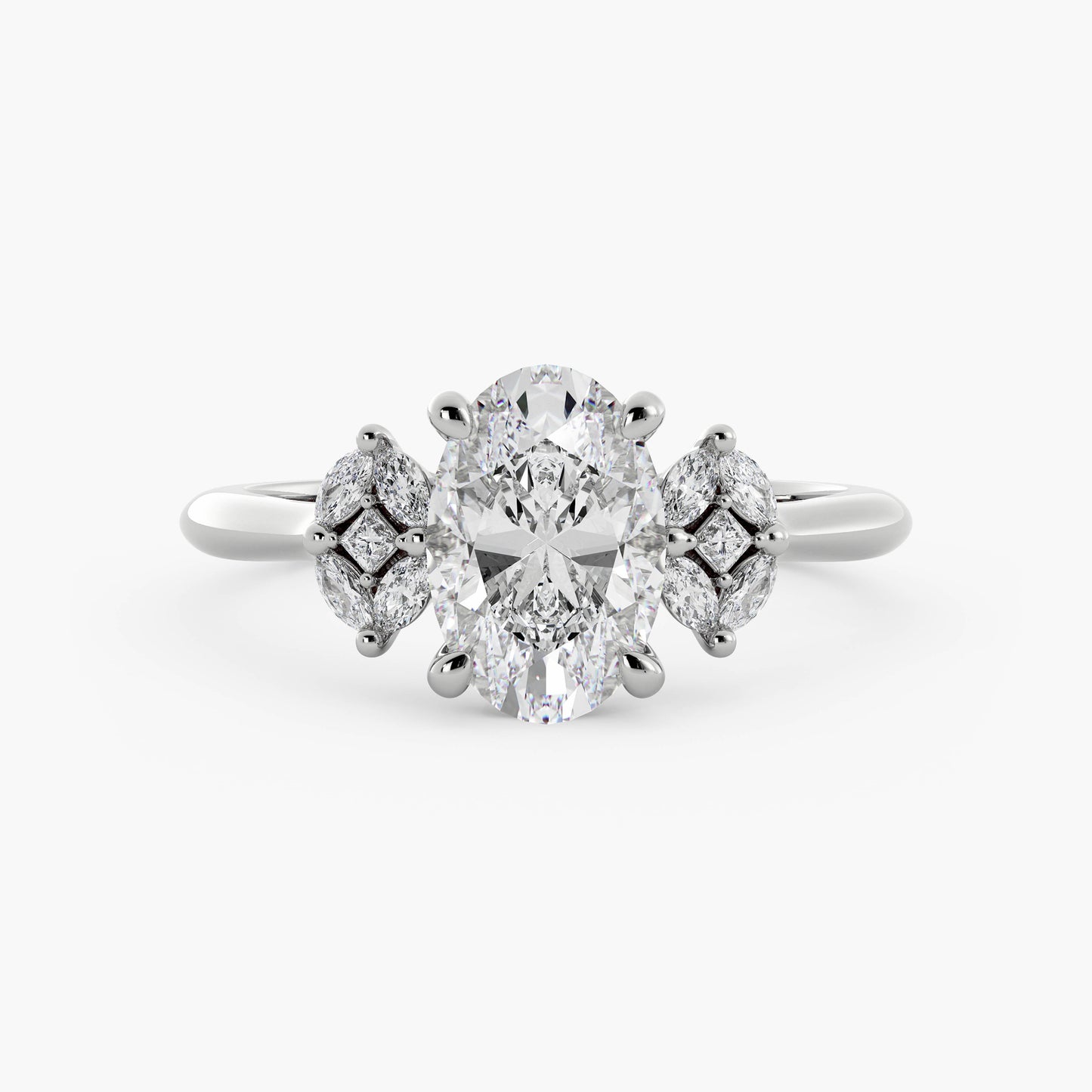 Wynn - 14K White Gold - Oval - Natural Diamond