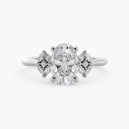 Wynn - 14K White Gold - Oval - Natural Diamond