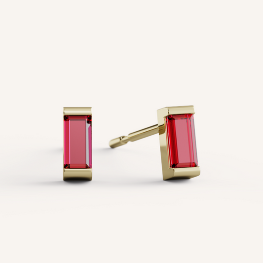 Ann Studs - 14K Yellow Gold - Ruby