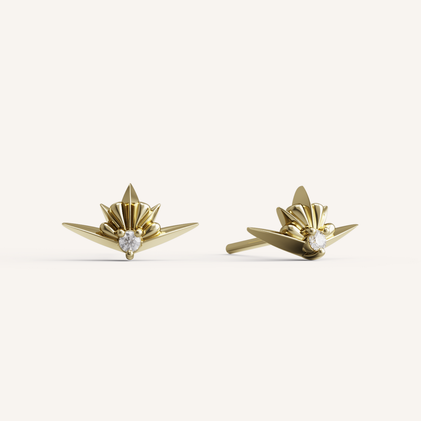 Zodiac Studs - 14K Yellow Gold - Lab Diamond