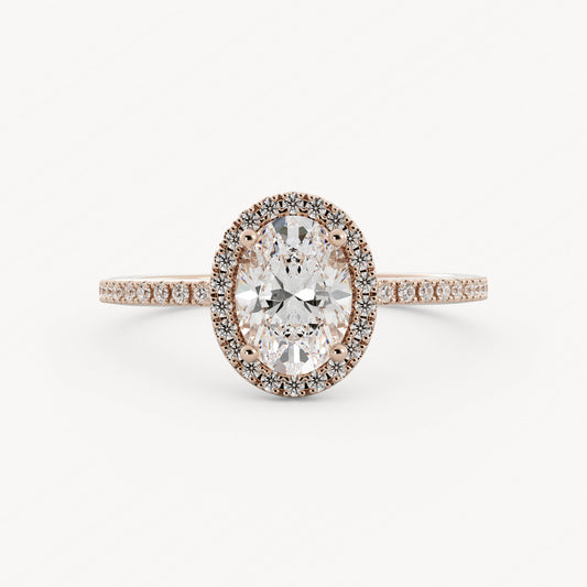 Willow - 14K Rose Gold - Oval - Natural Diamond