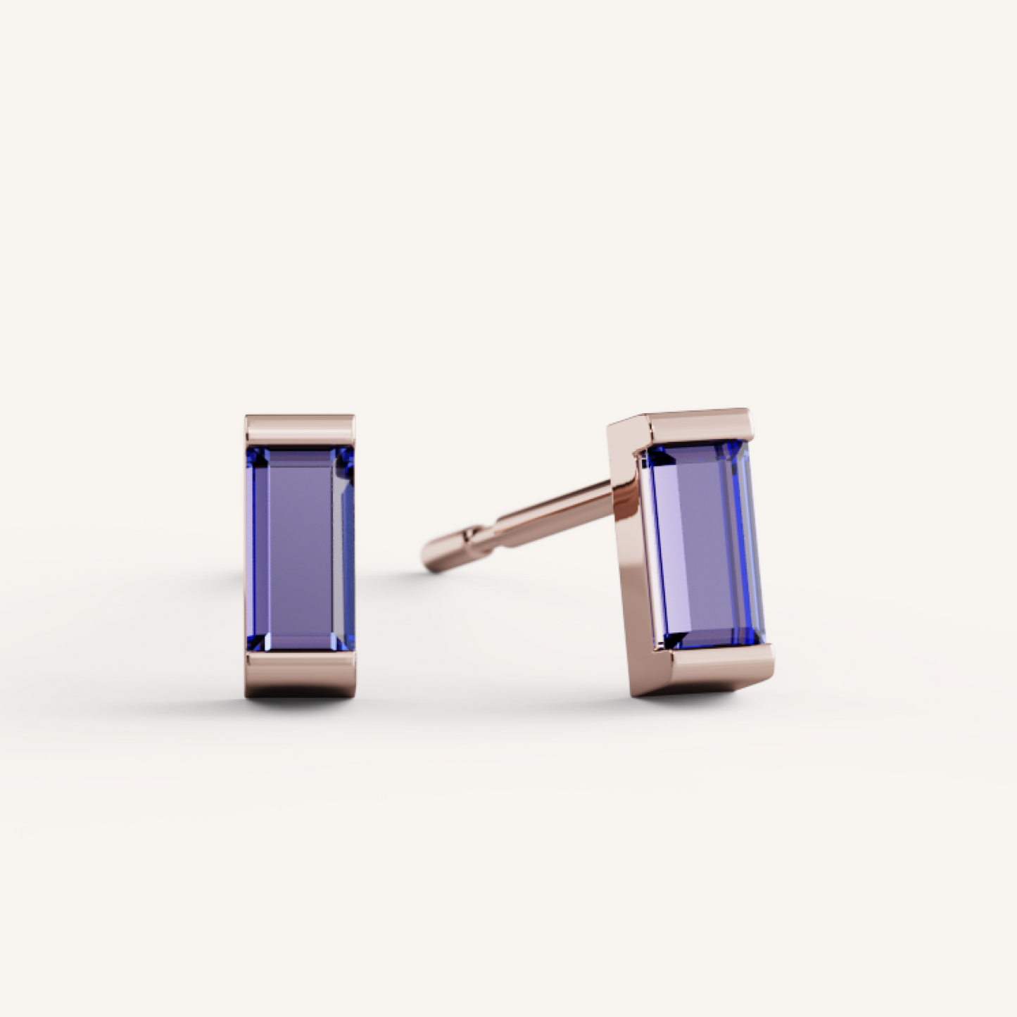 Ann Studs - 14K Rose Gold - Blue Sapphire