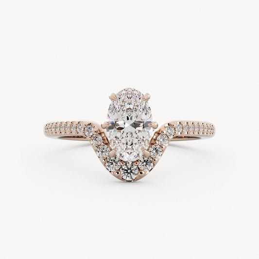 Amorette - 14K Rose Gold - Oval - Natural Diamond