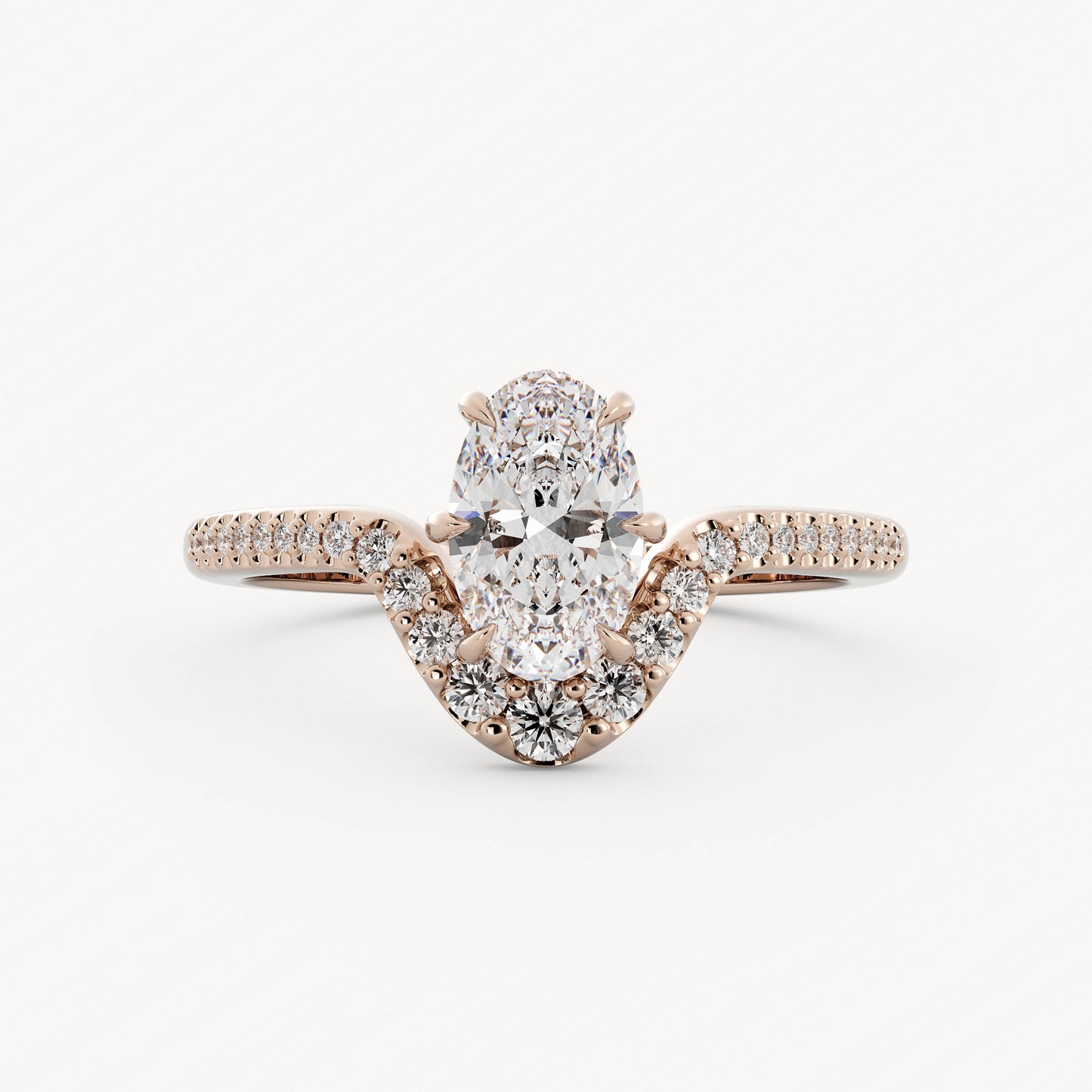 Amorette - 14K Rose Gold - Oval - Lab Diamond