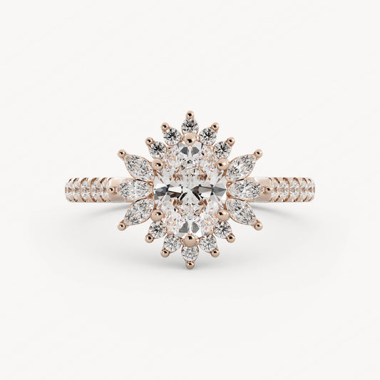 Bailey - 14K Rose Gold - Oval - Natural Diamond