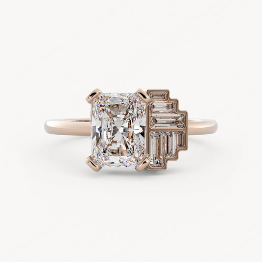 Ames - 14K Rose Gold - Radiant - Natural Diamond