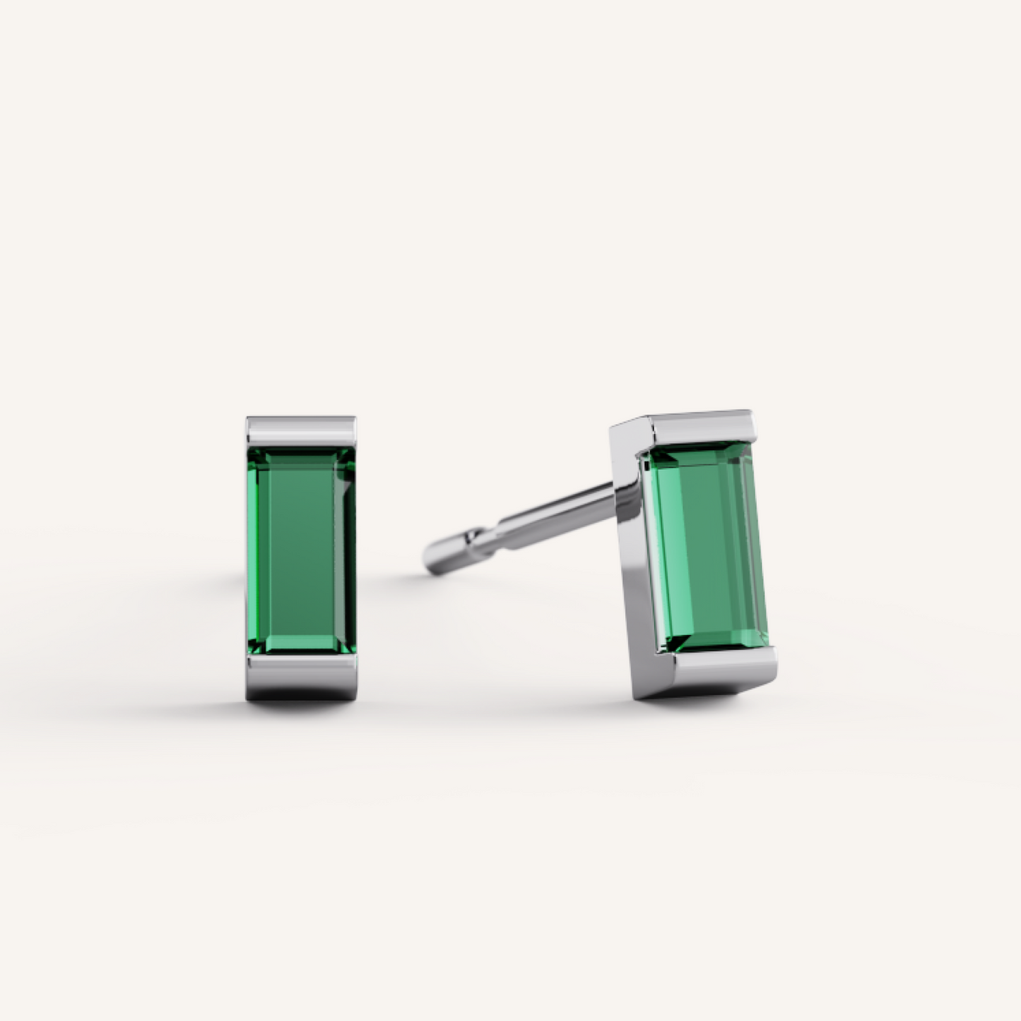 Ann Studs - 14K White Gold - Emerald