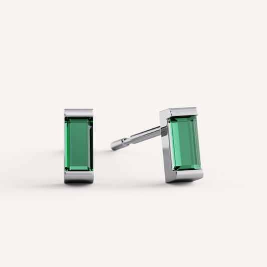 Ann Studs - 14K White Gold - Emerald