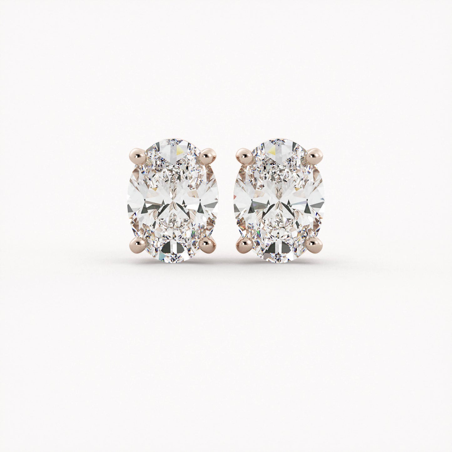 Oval Studs - 14K Rose Gold - Lab Diamond - 2.00 CTW