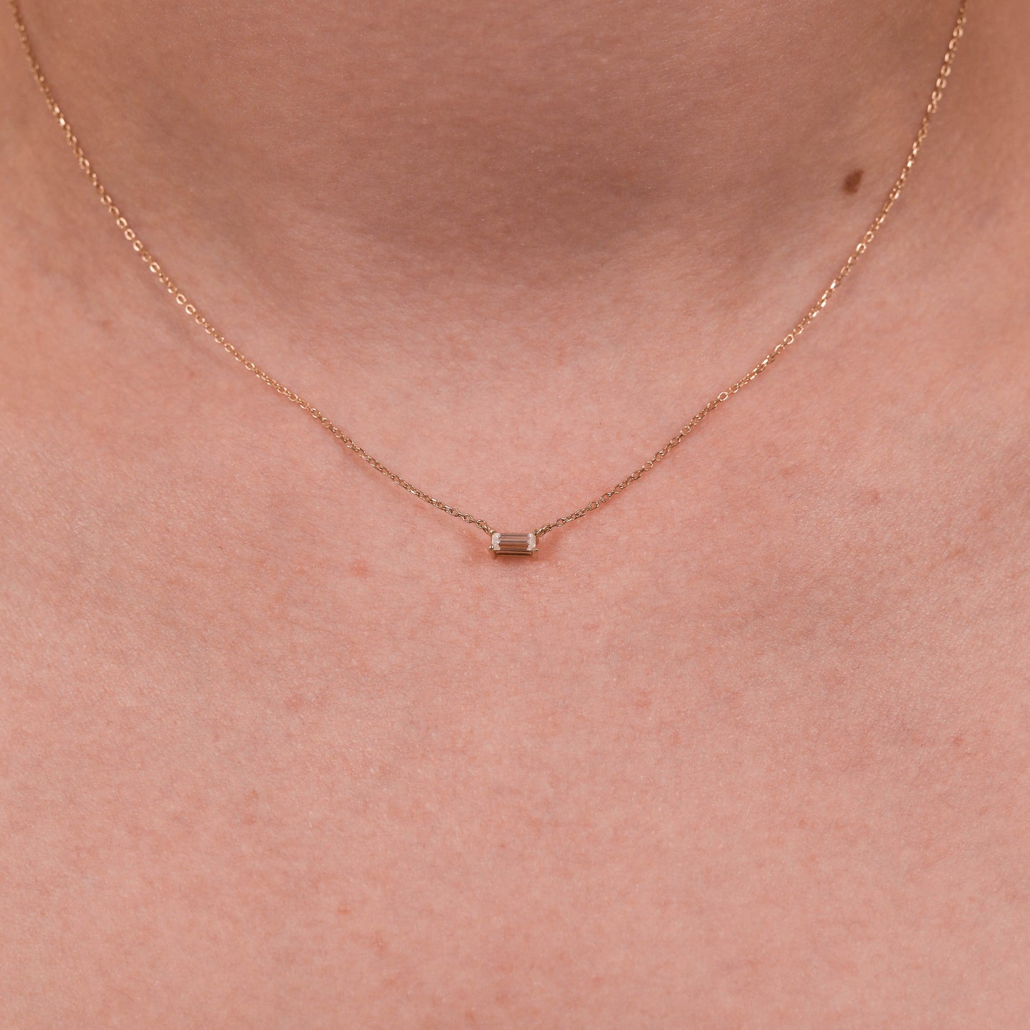 Ann Necklace - 14K Yellow Gold - Moissanite - 16 Inch