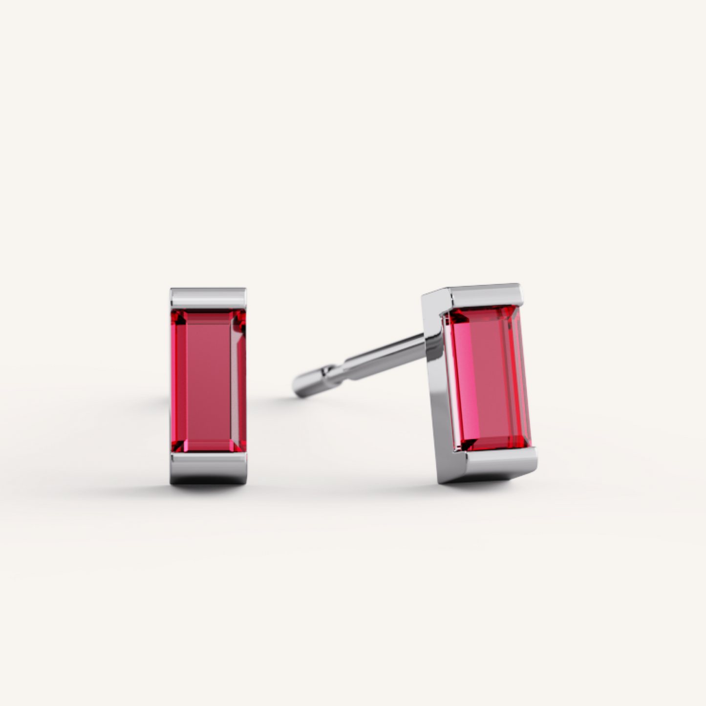 Ann Studs - 14K White Gold - Ruby