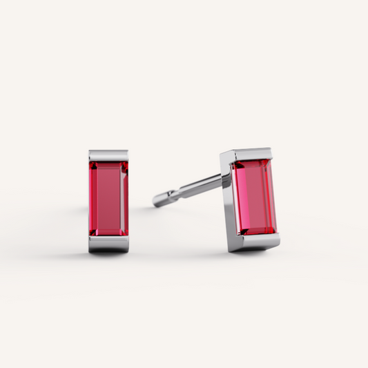 Ann Studs - 14K White Gold - Ruby