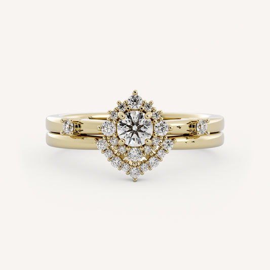 Winnie Wedding Set - 14K Yellow Gold - Round - Lab Diamond