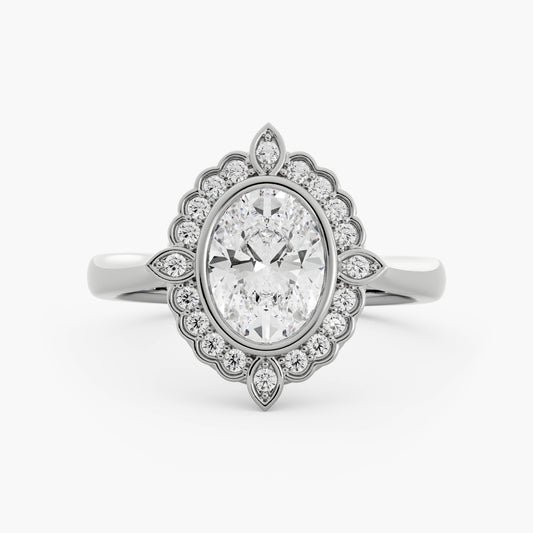 Ada - 14K White Gold - Oval - Lab Diamond