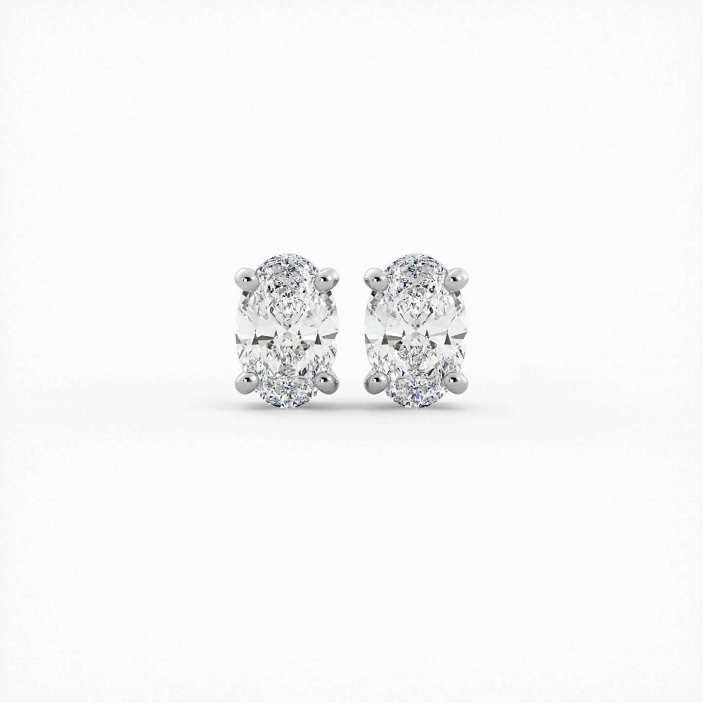 Oval Studs - 14K White Gold - Natural Diamond - 1.00 CTW