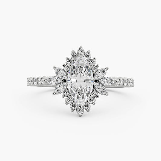 Birdy - 14K White Gold - Marquise - Natural Diamond