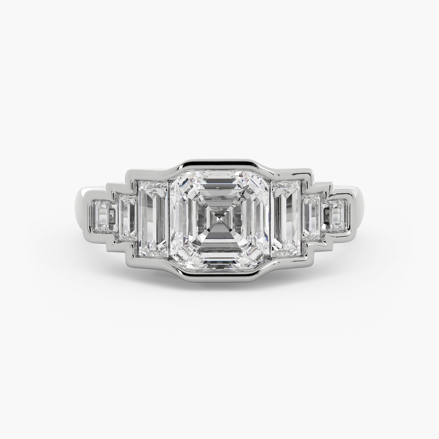 Benedict - 14K White Gold - Asscher - Natural Diamond