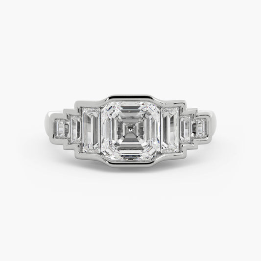 Benedict - 14K White Gold - Asscher - Natural Diamond