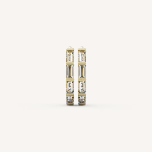 Baguette Hoops - 14K Yellow Gold - Natural Diamond