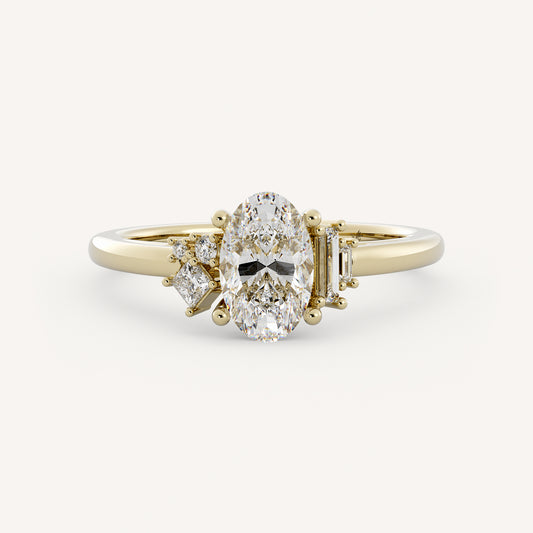 Zara - 14K Yellow Gold - Oval - Natural Diamond