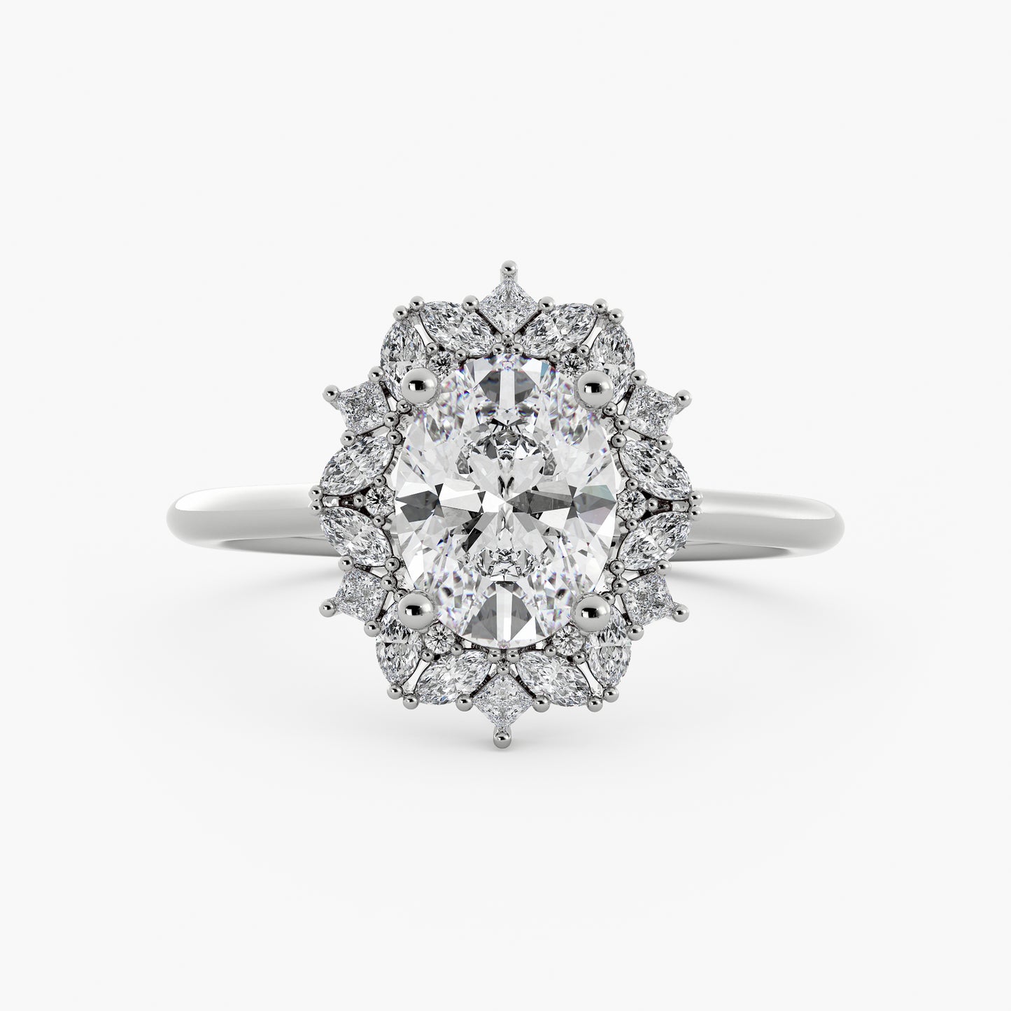 Winnifred - 14K White Gold - Oval - Natural Diamond