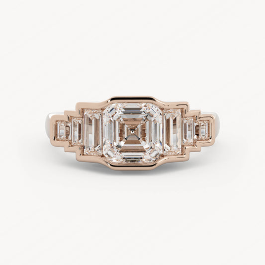 Benedict - 14K Rose Gold - Asscher - Natural Diamond