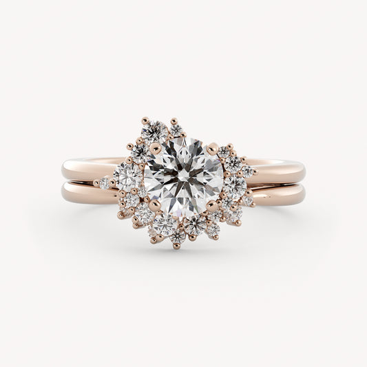 Aries Wedding Set - 14K Rose Gold - Lab Diamond - Round