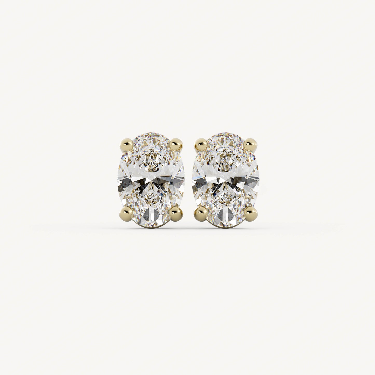 Oval Studs - 14K Yellow Gold - Lab Diamond - 0.50 CTW