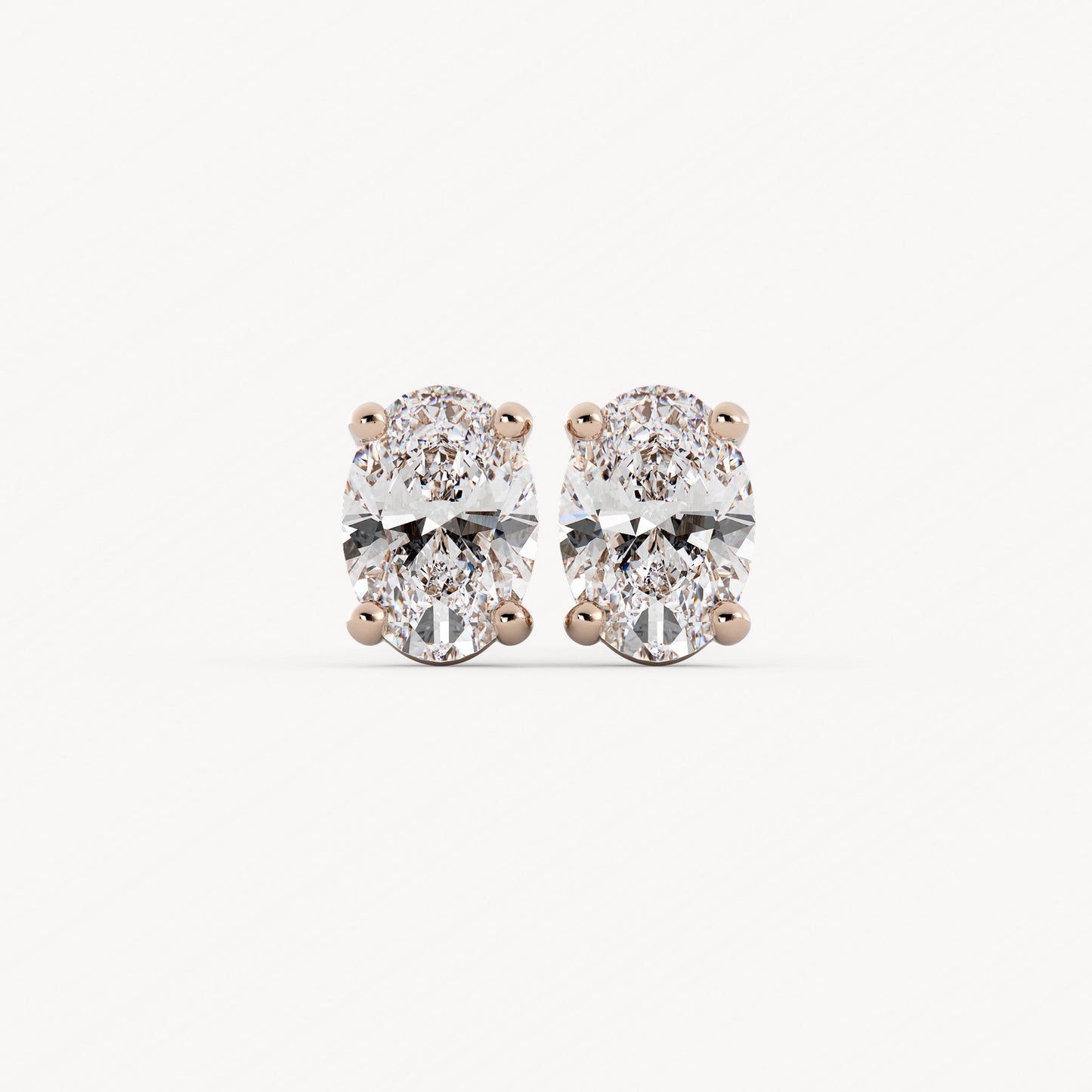Oval Studs - 14K Rose Gold - Natural Diamond - 0.50 CTW