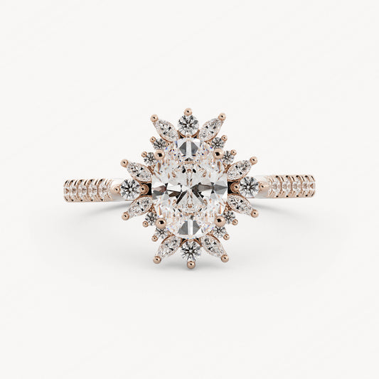 Belle - 14K Rose Gold - Oval - Lab Diamond